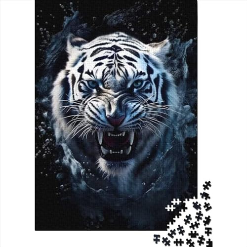 Tiger-Holzpuzzle für Teenager, 1000 Teile, für Erwachsene, schwierige Puzzles, Lernspielzeug, Familienspiele (Größe 75 x 50 cm)