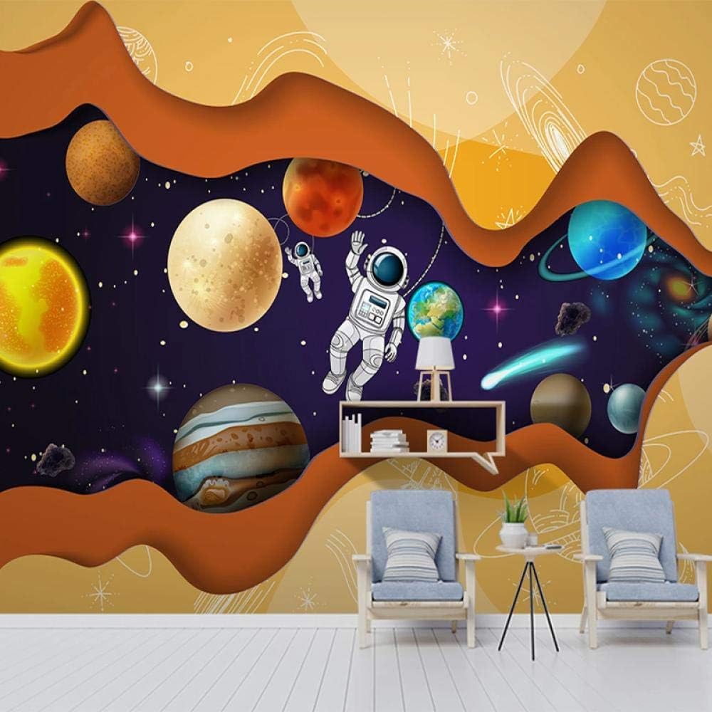 Star Planet Astronaut Cartoon 3D Tapete Poster Restaurant Schlafzimmer Wohnzimmer Sofa TV Dekorative Wand-250cm×170cm