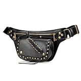 Nieten PU Leder Schultertasche Schultertasche Mittelalterliche Steampunk Taschen Mit Reißverschluss Umhängetasche Brusttasche Hüfttasche