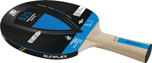 Sunflex® Color COMP B25 Tischtennisschläger | Freizeitschläger mit konkavem Griff | ITTF zertifizierter Blauer Belag | für Anfänger | leichtes Gewicht