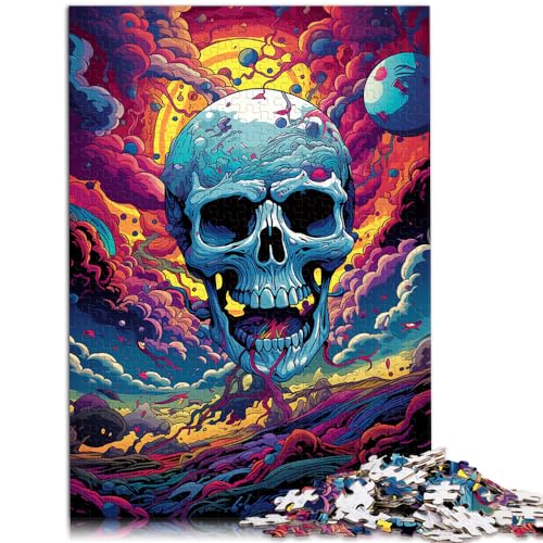 Puzzle-Spielzeug, Bunter Psychedelischer Totenkopf, Puzzle 1000 Teile für Erwachsene, Holzpuzzle, einzigartige Geburtstags, 1000 Teile (50 x 75 cm)