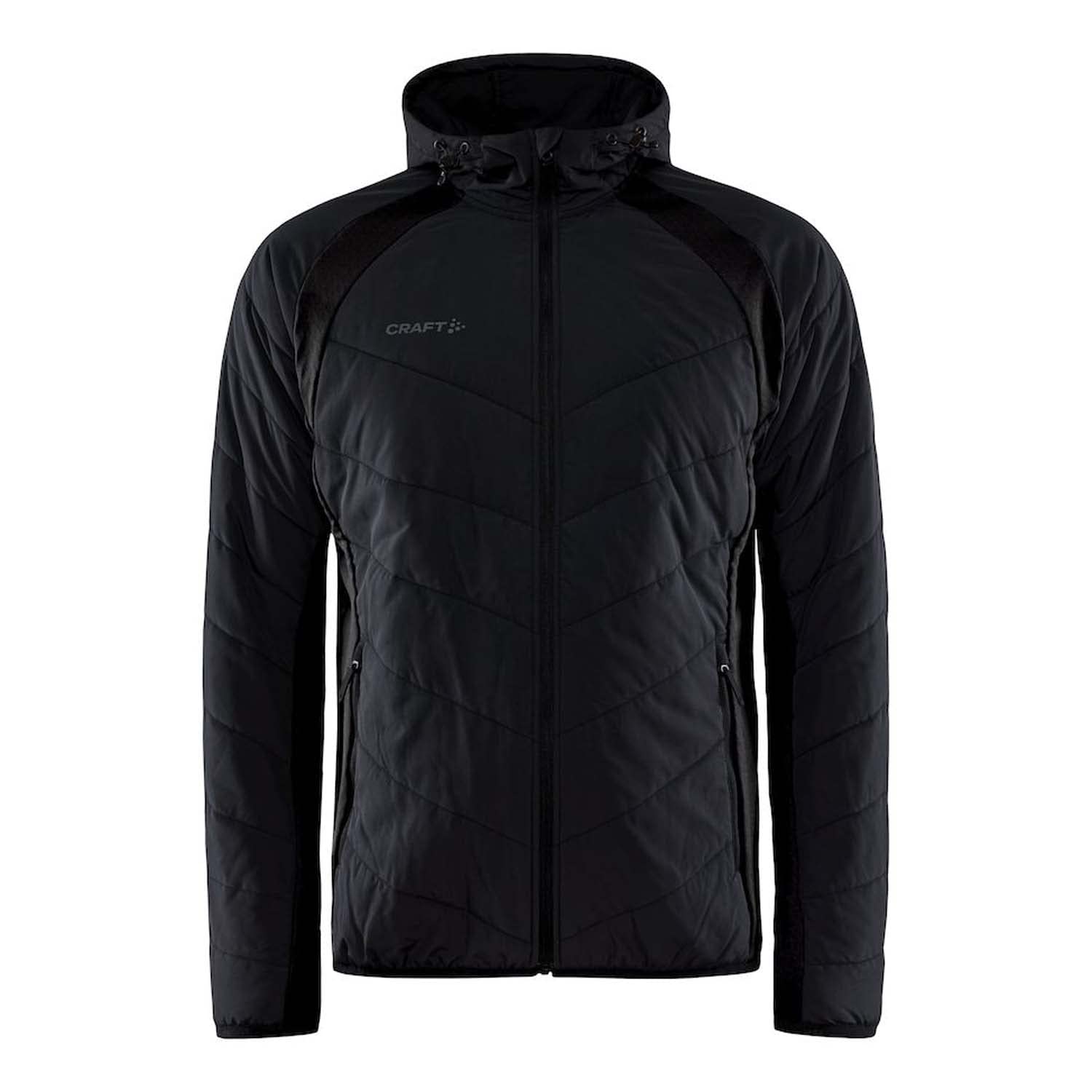 Craft ADV EXPLORE HYBRID JACKET M | Übergangsjacke Herren XL | Black | Leichte, wattierte Jacke mit Jersey-Stretcheinsätzen | Verstellbare Kapuze | Mit Taschen | Leichte Windjacke Herren