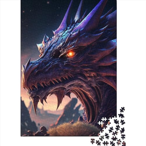 Schwieriges, anspruchsvolles Puzzle, 1000 Teile, Amethyst-Drachen, Holzpuzzle für Erwachsene und Teenager, Puzzle, Mitmachspiel, Familiendekoration, 75 x 50 cm