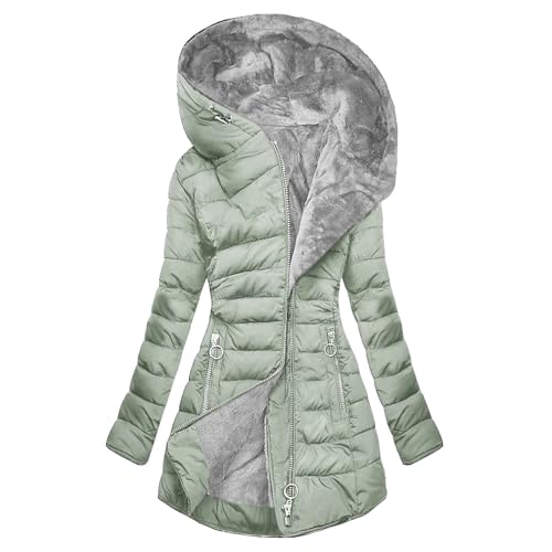 CSHE Damen Wintermantel Mantel Steppmantel Winter Jacke Lang Stepp Warm Teddyfell Elegant Silvester Geburtstag Halloween Weihnachten 2023 2024 Outfit Deko Meine Bestellungen Anzeigen