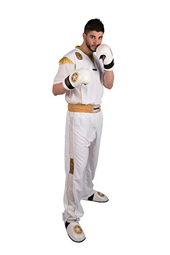 TOP TEN Kickboxuniform „Star Edition“ - Gr. L = 180 cm, weiss-gold