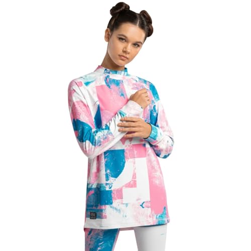 SIROKO - Thermo Shirt für Schnee für Damen Slush-W Watercolor - L - Bubblegum Pink/Electric Blue