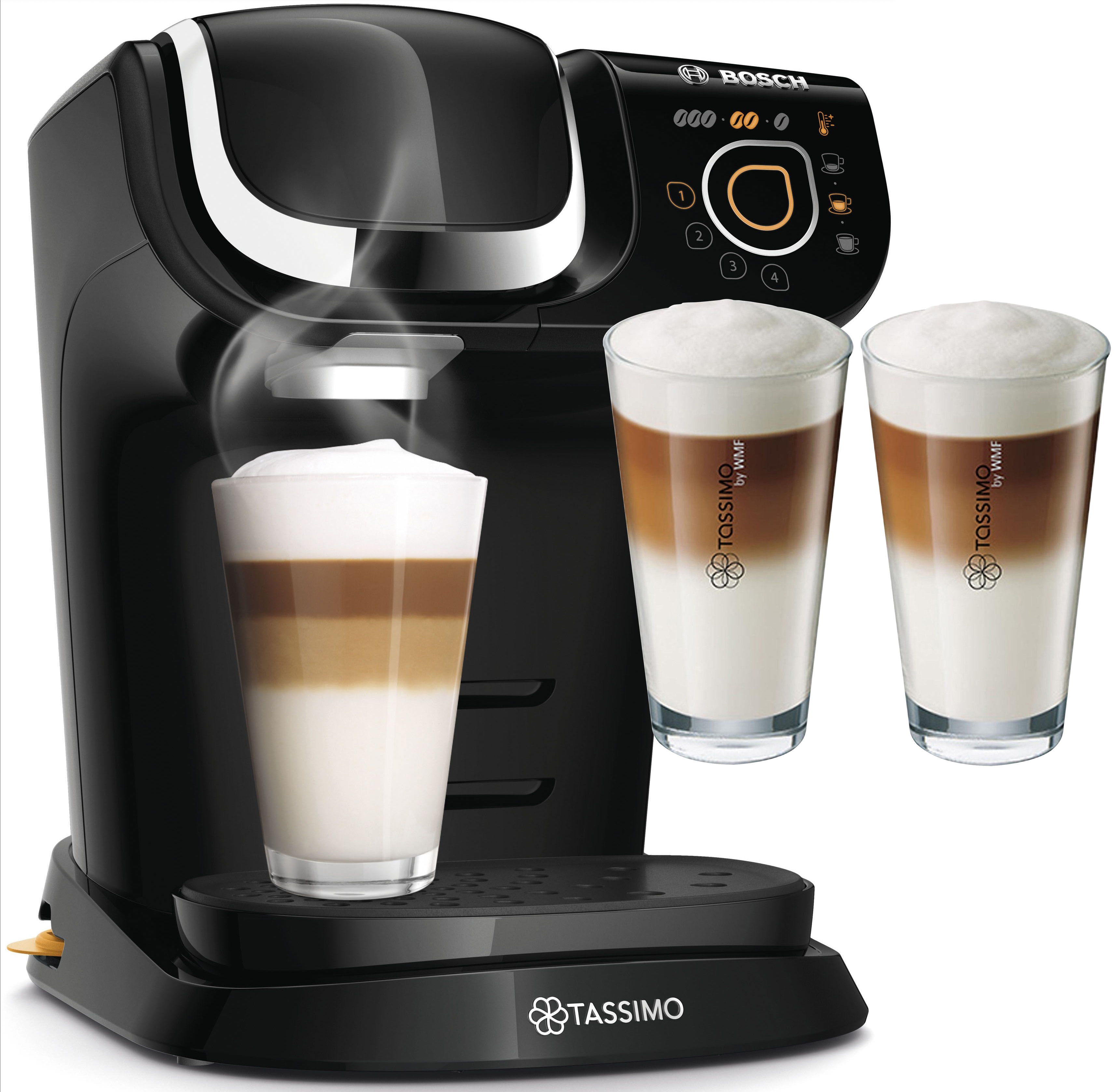 TASSIMO Kapselmaschine "My Way 2 TAS6502, Personalisierung, über 70 Getränke", mit Wasserfilter, inkl. 2 Gläser "by WMF" im Wert von 9,99 € UVP