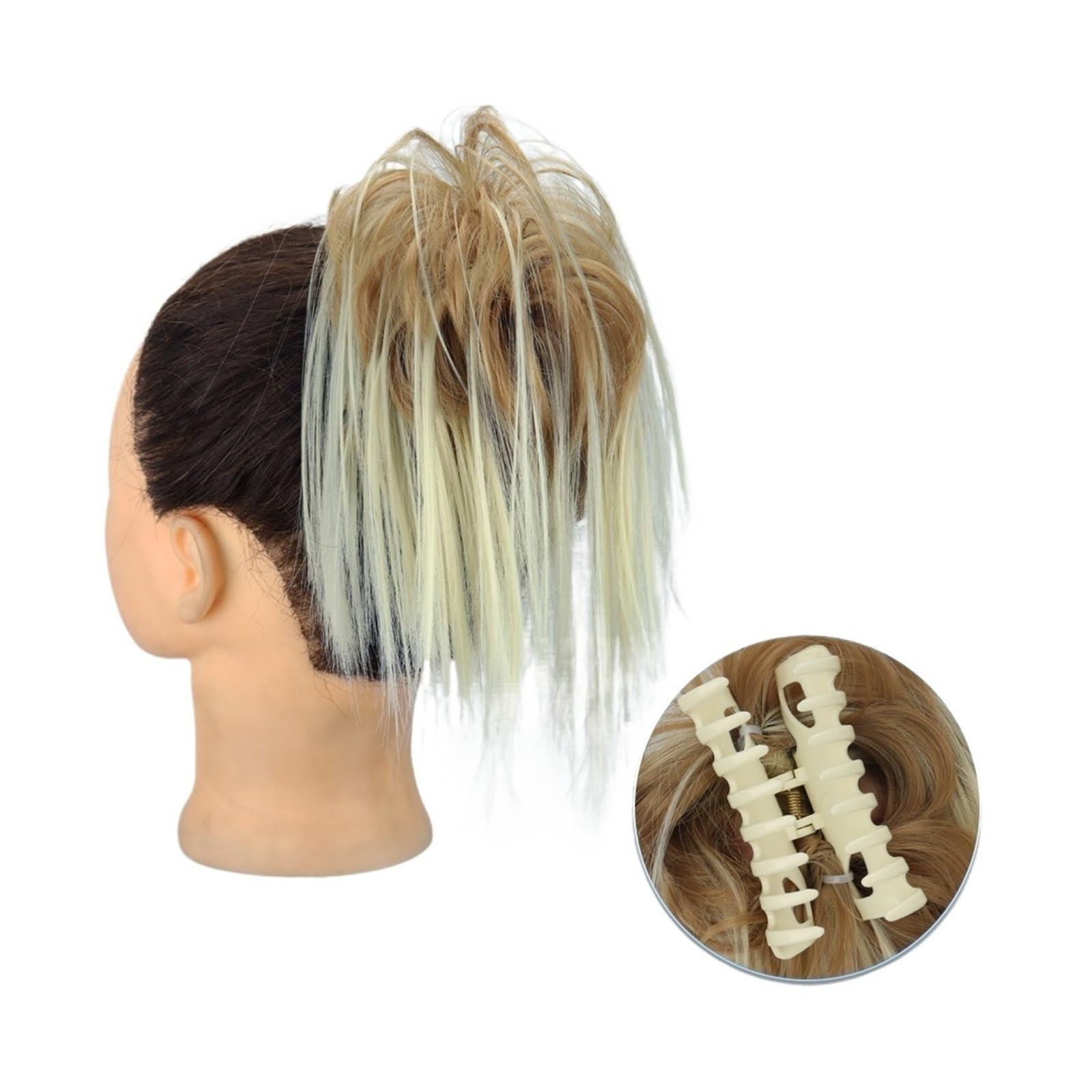 Haarteile Haarknoten Synthetische Haarverlängerung mit Krallenclip, unordentlicher Dutt, flauschiger Chignon, schwarzblonder Haarknoten, Hochsteckfrisur, falsches natürliches Haarteil for Frauen Brötc