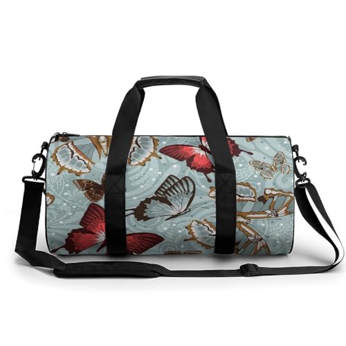 Schmetterling Sport Duffel Bag Sporttasche Reisetasche Handgepäck Tasche Schwimmtasche Weekender Bag 45x23x23cm