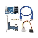 Sun3Drucker PCI-E Express 1X 1 to 3 Port Switch Multiplier Expansion Hub Riser Card + 4 Pin SATA Power Connector + USB 3.0 Cable