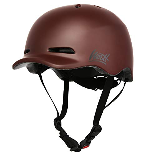 Westt Urban Herren Damen Kinder Fahrradhelm Skaterhelm BMX Helm mit Licht atmungsaktiv,schwarz, Einheits (58-60cm)…