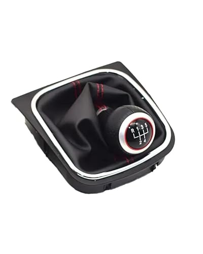 Schaltknauf Für Golf 5 6 MK5 6 Für Octavia Innenausstattung 5 6-Gang-Autoteile Schaltknauf Hebel Stick Pen Shift knob(Red Stitch 5)