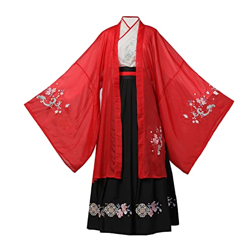 Traditionelle Chinesische Hanfu-Kleider Chinesischer Stil Männer Elegant Kampfkunst Kostüm Paar, XL=170-175cm,Rot