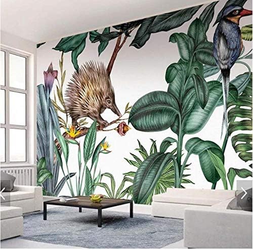 XLMING Tropical Leaf Bird Igel Tier 3D Tapeten Home Esszimmer Sofa Schlafzimmer Wohnzimmer TV Hintergrund-430cm×300cm