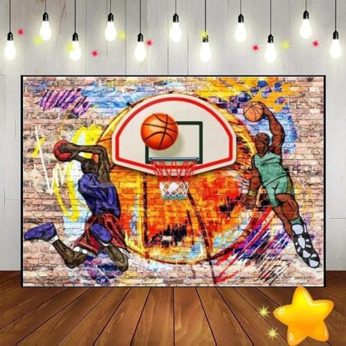 Basketball Graffiti Thema Spritzen glühen dunkel bunt Farbe Hintergrund Fotografie Dekoration Party Baby Party 300x200cm