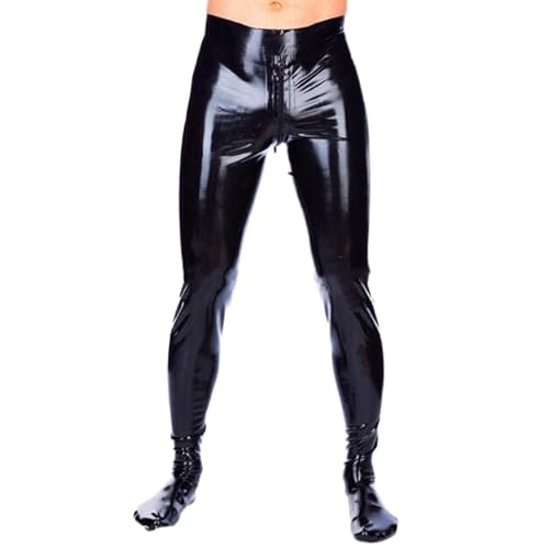 Latexhose Herren Sexy Latex Strumpfhose Füße Schritt Reißverschluss Leggings Gummistiefelhose