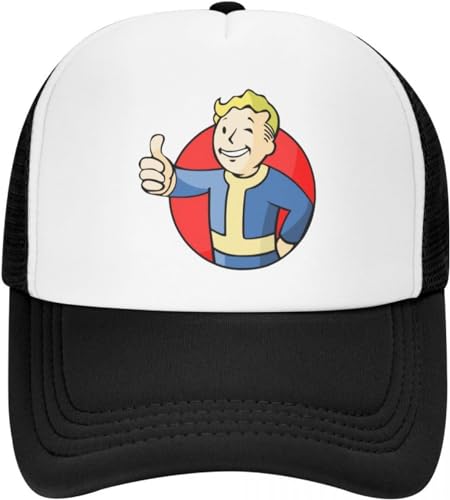 GPMZZMIX Baseballkappe Hiphop Sonnenhut personalisierte Vault Boy Baseballkappe für Männer und Frauen atmungsaktive Videospiel Fallout Trucker Mütze Sportgeschenk