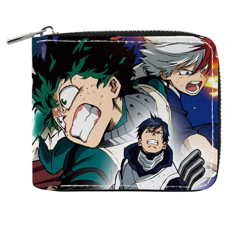 RYNDEX My He-ro Academ-ia Anime Wallets, Geldbörse Leder mit Reißverschluss, Mädchen Geldtasche mit Münzfach und Geldscheinfach(Color:Multicolor 11)