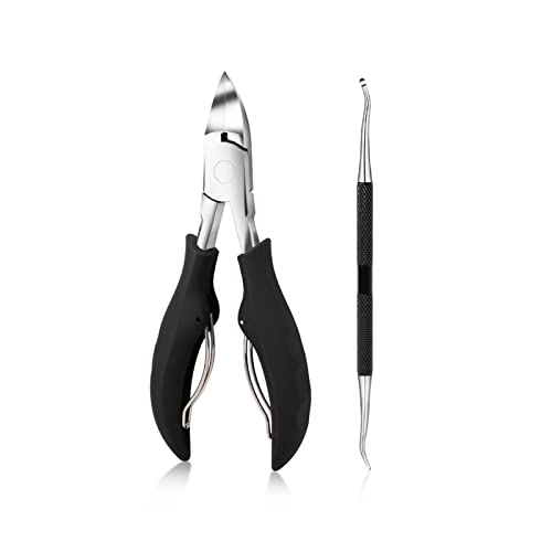 BONAD Zehennagelknipser Pediküre Set Toe Nagel Clippers Eingewachsene Zehennägel Nipper Schneider TOT Haut Schmutz Remover Edelstahl Maniküre Schneider Werkzeuge Nagelknipser-Set (Color : 2pcs Balck)