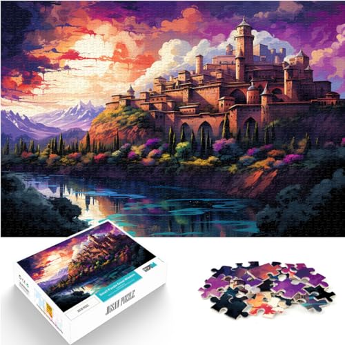 Puzzles für farbenfrohe Psychedelia im Valley Castle. 1000-teiliges Puzzle für Erwachsene aus Holz. Familienpuzzlespiel. Geburtstagsgeschenke. 1000 Teile (50 x 75 cm)