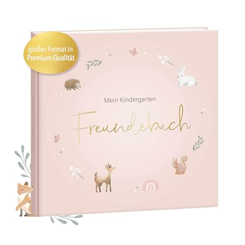 mintkind® Kindergarten Freundebuch Rosa, Freundschaftsbuch zum Ausfüllen, Freundebuch für den Kindergarten Mädchen und Jungen, kinderfreundliche Vorlagen und niedliche Illustrationen