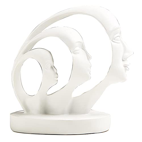 Uziqueif Abstrakte Statue Figur Skulptur Gesicht Statuen - Modern Skulptur Deko Figuren Für Wohnzimmer, Home Office Tischplatte, Teestube, Harz,Weiß