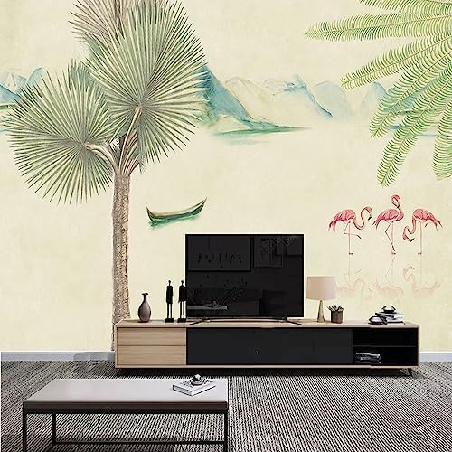 XLMING Flamingo Fresh Leaf 3D Tapete Home Dekoration Wohnzimmer Sofa Schlafzimmer Tv Hintergrund Wand-400cm×280cm