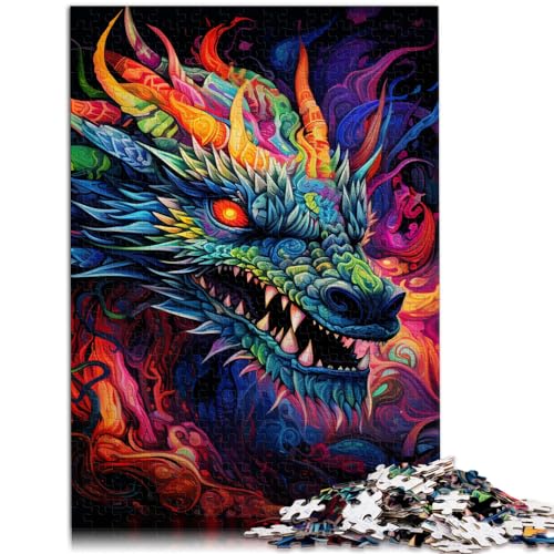 Puzzlespiel „Psychedelic Art Dragon“ 1000-teiliges Puzzle für Erwachsene. Holzpuzzle ganze Familie und die 1000 Teile (50 x 75 cm)