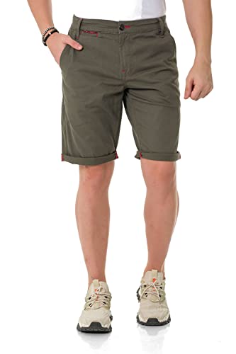 Cipo & Baxx Herren Shorts Chino Bermuda Kurzehose CK272 Khaki W36