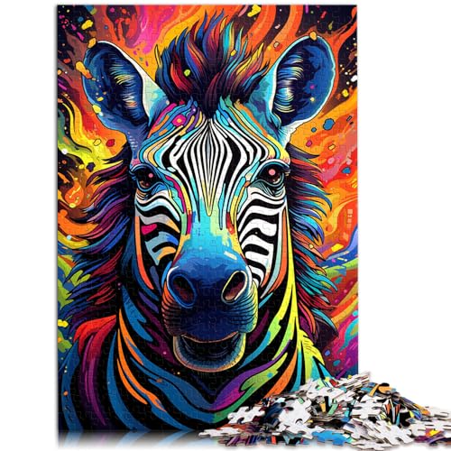 Puzzle für Puzzle, farbenfrohes psychedelisches Zebragemälde für Erwachsene, 1000 Teile, Puzzlegeschenke, Holzpuzzle, Weihnachtspuzzlegeschenke, 1000 Teile (50 x 75 cm)