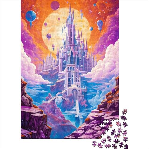 Fantasy City Towers Clouds Holzpuzzle für Erwachsene, 1000-teiliges Puzzle für Erwachsene und Teenager, Lernspiele, Heimdekorationspuzzle, 75 x 50 cm