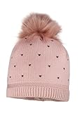 maximo Mini Girl-Mütze Heart,Pompon Futter Made in Europe 53 Rose tan