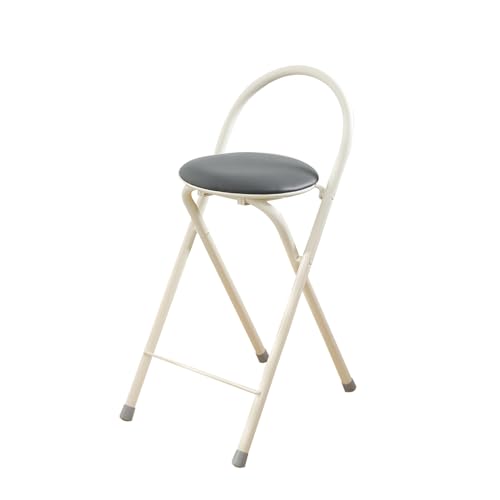 Einfacher, zusammenklappbarer Barhocker, 61 cm, mit gepolstertem, zusammenklappbarem hohen Frühstücksstuhl, tragbarer Thekenstuhl für Erwachsene für Café, Küche, Haus, Garten (grau