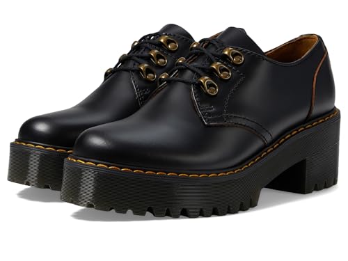 Dr. Martens Damen Leona Lo Plateau, Schwarz Vintage glatt, 37 EU