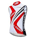 X-CQREG Herren Radtrikot ärmellos Fahrradbekleidung Sommer Reiten Fahrrad Radwesten Shirt Atmungsaktiv Radfahren Top Kleidung, Rot, XXL