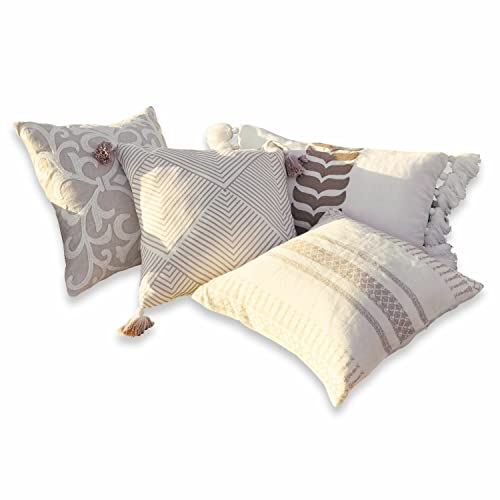 Loberon® Kissenhülle 4er Set Olette, Leinen, Creme/braun