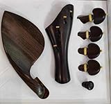 Zubehör Kit für Violine Violine Teile Saitenhalter Kinnhalter Pegs Endpin Geige Zubehör Massivholz Violine Armaturen 4/4(Ebony wood 4)