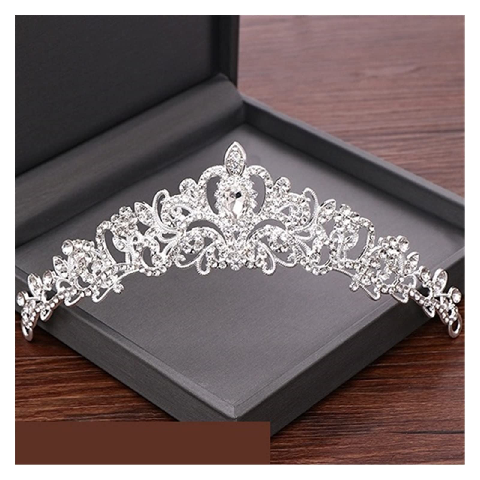 AIHEDOUJ Strass Braut Tiaras und Krone Hochzeit Haarschmuck Brautkrone Silber Farbe Hochzeit Kristall Tiara Kopfschmuck (Größe: 23) Stirnbänder (Größe: 28)