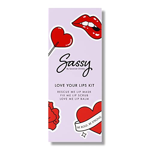 Sassy by Savannah Chrisley Love Your Lips Kit - Contains Mask, Balm, and Lip Scrub - Reveals Luscious, Smoother Skin - Adds Pop of Color - Enhances Your Pout for Healthy Appearance - 3 pc