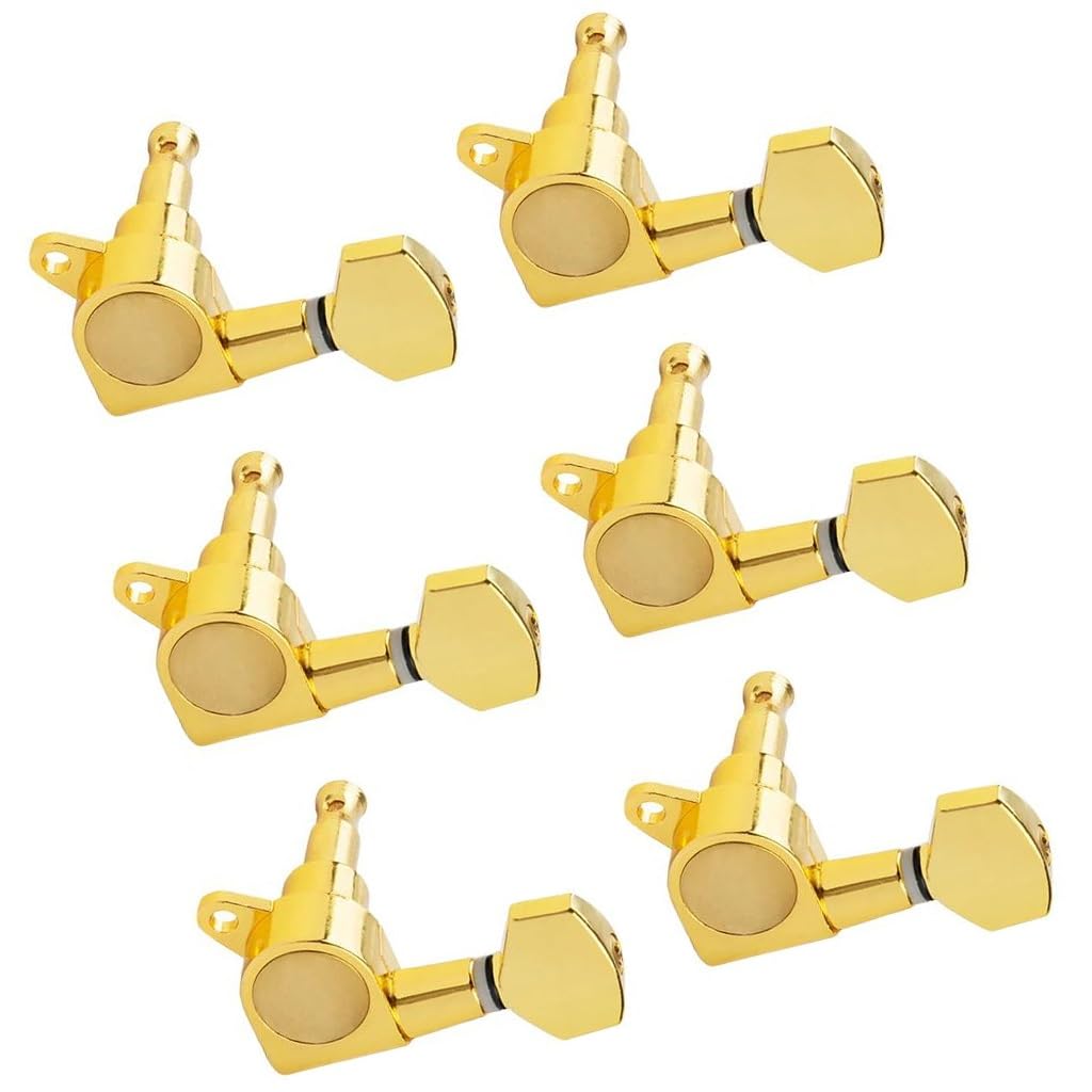 Strings Tuning Pegs Mechaniken Für Gitarre 6L Stimmnagel für Akustikgitarre, mechanisches Kopfübersetzungsverhältnis 15:1, vergoldeter, versiegelter Stimmgerät