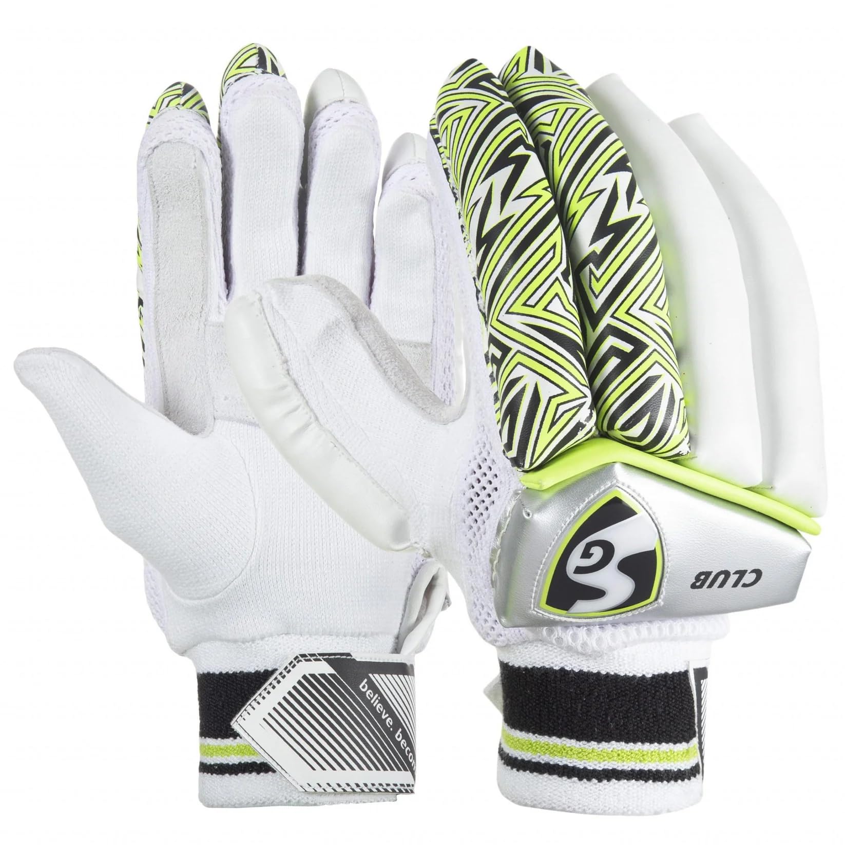 SG Batting Gloves Club | LH, Junior Size, Multicolor | Professional Grade Padded Gloves | Superior Finger Protection | Comfortable & Durable Wicketkeeper Gloves for Junior Cricketers