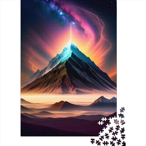 Holzpuzzle „Snowy Mountains Aurora“ für Erwachsene und Jugendliche von Difficult Challenging Puzzles, 1000 Teile, für anspruchsvolles Puzzlespiel und Familienspiel, 75 x 50 cm