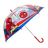 Marvel Spiderman Regenschirm für Kinder, transparent, POE Kuppelschirm, mehrfarbig, 65 cm, Klassisch