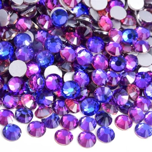 Bulk Flatback Strasssteine, Kristall Hotfix, 1440 Stück Hotfix-Strasssteine, Nicht-Hotfix-Strasssteine, Glitzer-Strasssteine, Kristall-Strass-Diamant-Nagel-Charms, Nagelkunst-Dekorationen(Purple Velve