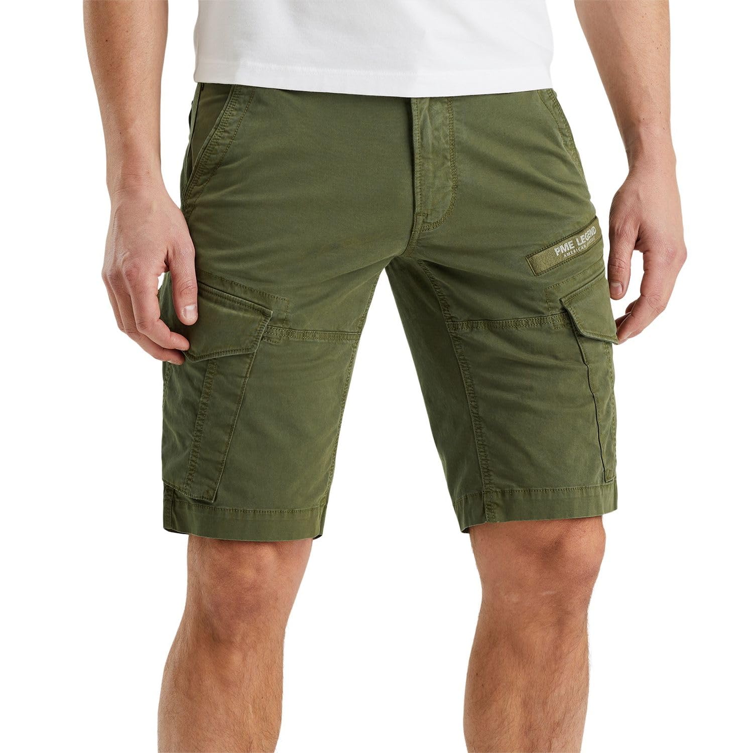 PME Legend Herren Short NORDROP CARGO - Regular Fit - Grau Blau Grün Beige, Größe:W 33, Farbe:Ivy Greens 8576