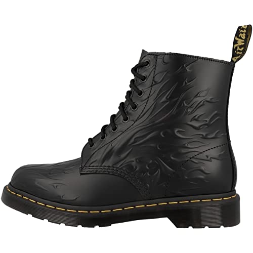 Dr. Martens Herren 1460 Flames Bootsschuh, Black Polish Smoth, 40 EU