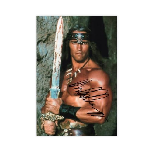 biegzc Photographie Signée Arnold Schwarzenegger Conan En Édition Limitée + Autogrammzertifikat, Leinwand-Poster, Schlafzimmerdekoration, Landschaft, Büro, Raumdekoration, Geschenk, 60 x 90 cm