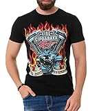 Cipo & Baxx Herren Strasssteine Print T-Shirt Kurzarm CT730 Schwarz L