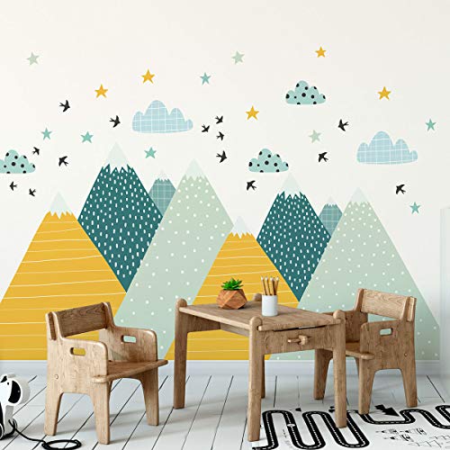 Ambiance-Sticker Wandaufkleber für Kinder, Riesen-Dekoration, skandinavische Berge für Kinderzimmer, Ziska, 55 x 110 cm