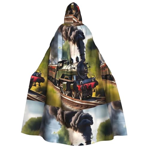 WURTON Steam Little Train Print Unisex Kapuzenumhang Kostüm Damen Herren Vampir Halloween Cosplay Karneval Mottoparty